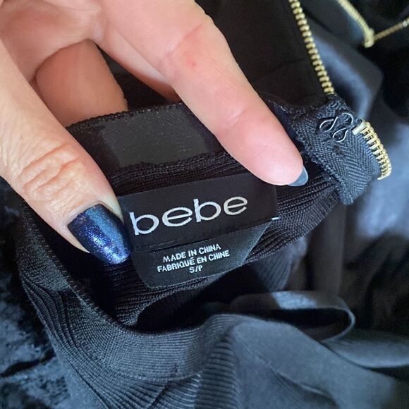 BEBE Witchy Goth Strapless Bandage Lace Maxi Dress Size Small - Picture 7 of 10